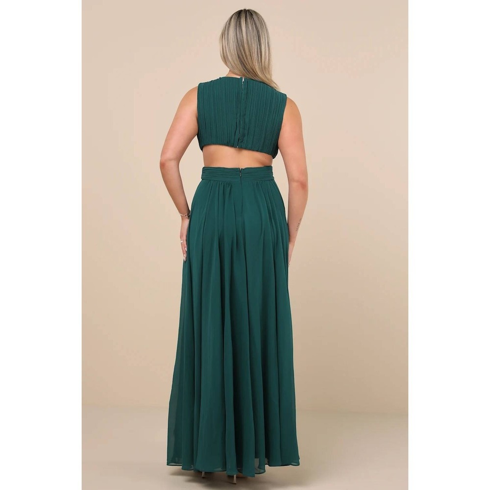 Lulus Vivid Imagination Emerald Green Cutout Maxi Dress Size Medium - Picture 7 of 11
